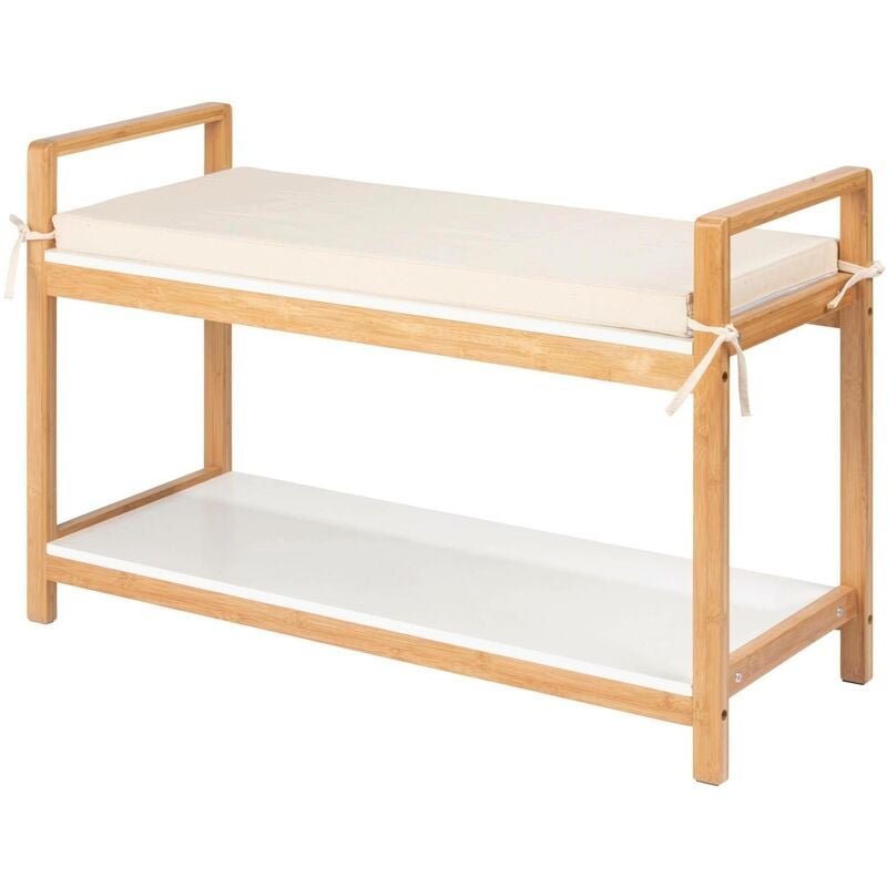 Meuble à chaussures avec siège en imitation lin finja, couleur naturelle Wenko