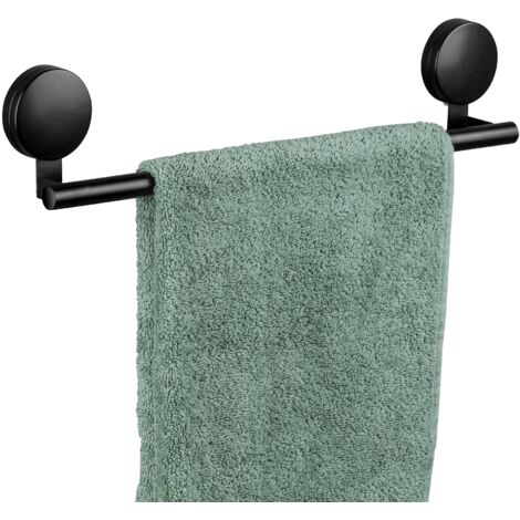 WENKO Barra portatelo Pavia Static-Loc Plus colore nero. portasalviette. fissaggio senza trapano. tenuta sicura mediante aderenza statica su superfici lisce ed impermeabili. 41.5 x 9 x 5 cm. acciaio o