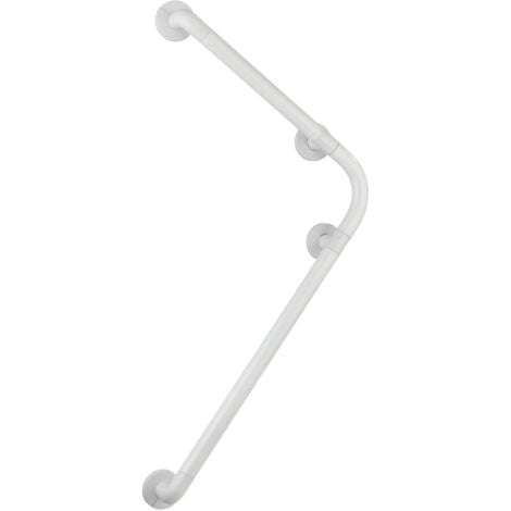 WENKO Barre d'appui douche et WC Secura, poignée de sécurité salle de bain d'angle, Aluminium, 78x55,5x8,2 cm, blanc