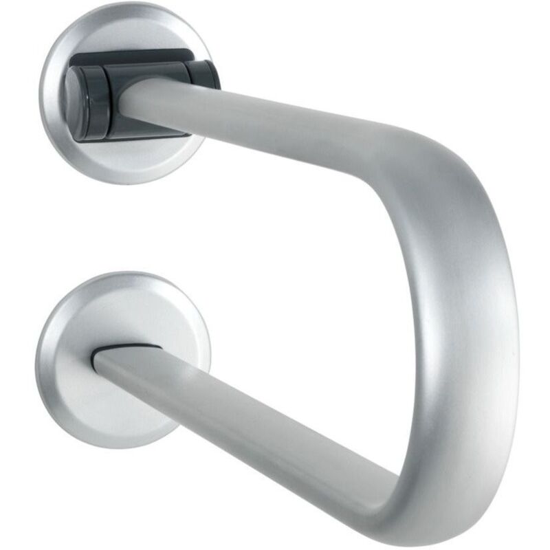 Wenko Barre d'appui Secura Premium relevable, Poignée salle de bain et wc murale, capacité de charge 120 kg, vis et chevilles fournies, aluminium