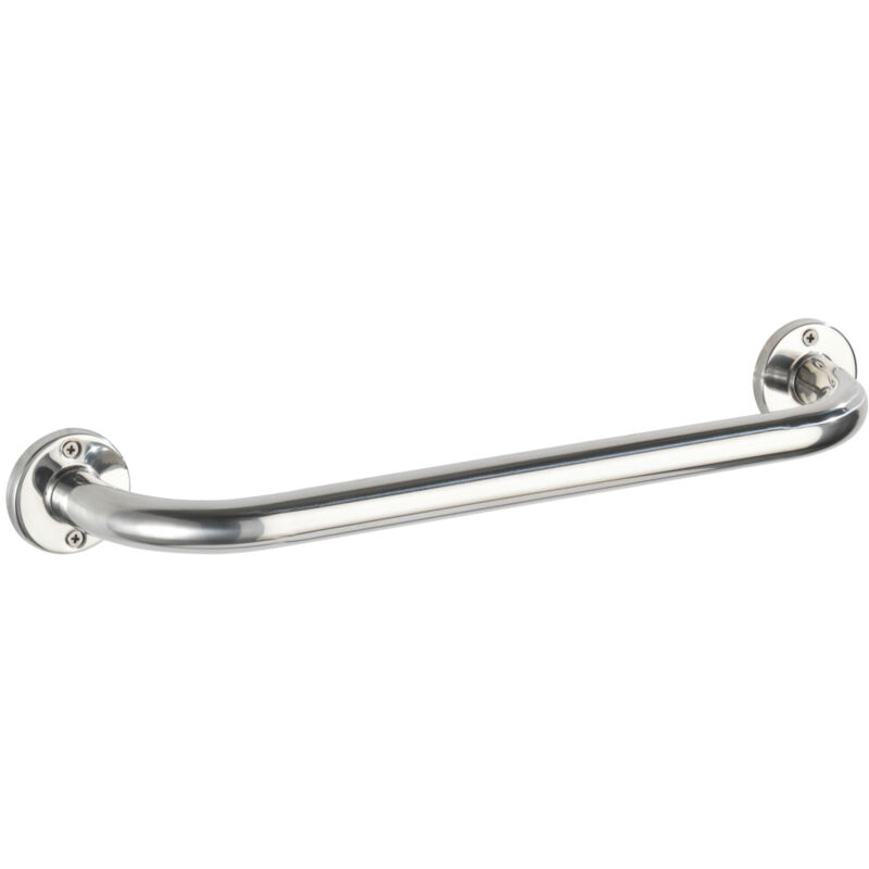 Wenko - Barre d'appui wc Basic, Poignée murale Salle de Bain, fixation murale, Acier inoxydable, 46x6x9,5 cm, brillant