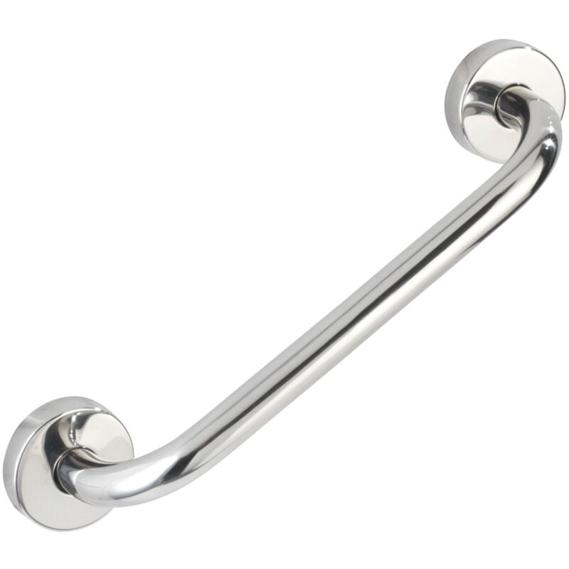 Wenko - Barre d'appui wc Bosio Shine, Poignée murale Salle de Bain, fixation murale, acier inoxydable, 30,5x7x5,4 cm, brillant