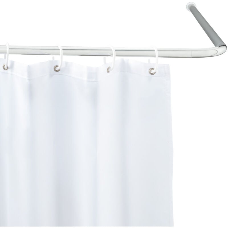 Barre de Douche Angle Universelle Wenko tringle douche angle, longueur adaptable avec plusieurs combinaisons en l ou u, à percer, Aluminium