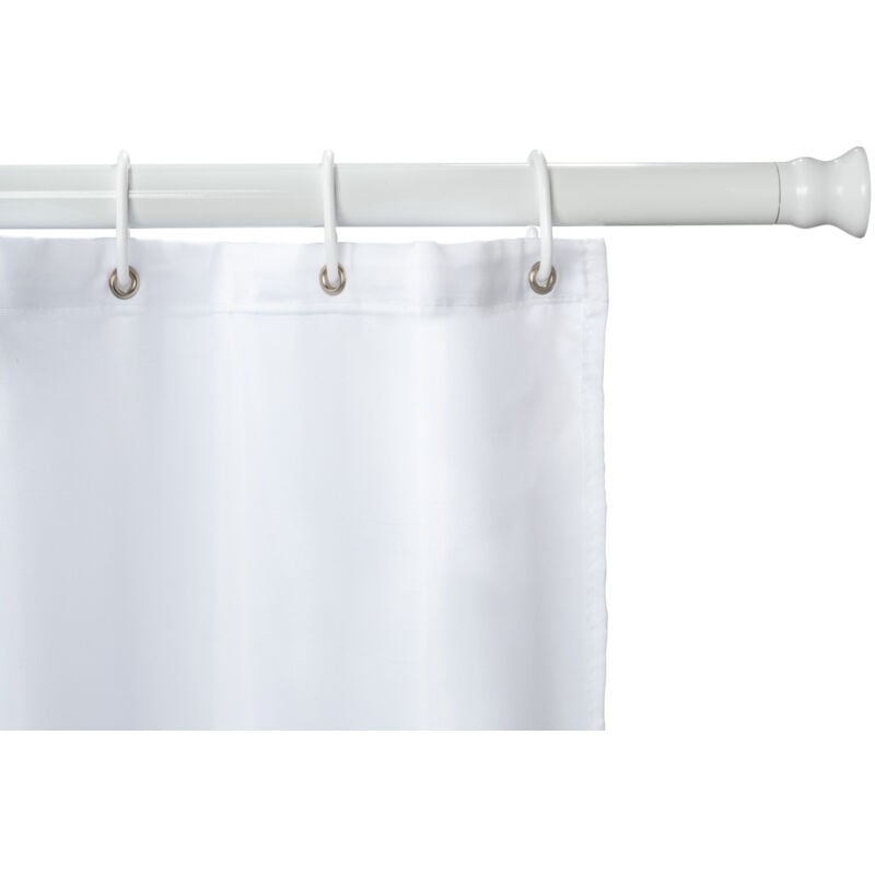Wenko - Barre de douche extensible extra épaisse 110 à 245 cm, Installation sans perçage, Aluminium inoxydable - plastique, 28 mm x 110-245cm, Blanc