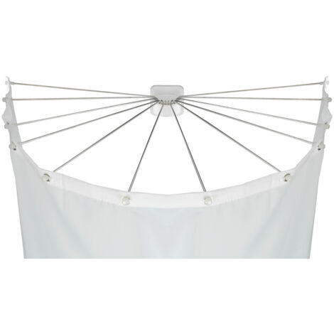 Wenko – Barre pour rideau de douche 12 bras – Acier inoxydable – Dimensions 96 x 10,5 x 72 cm – Compatible avec rideaux standards