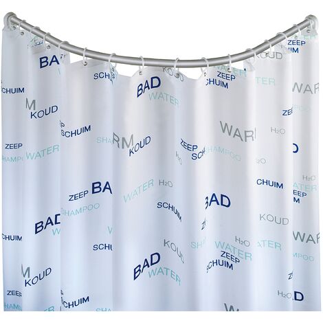 WENKO Bastone tenda doccia curvo chrome - variabile, Alluminio, 2.5 x 2.5 cm, Cromo