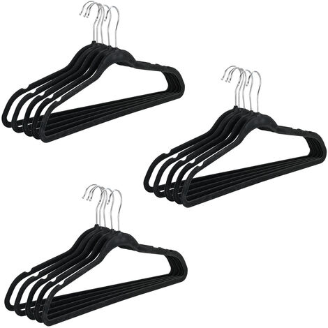WENKO Beflockte Kleiderbügel, Schwarz, 15er Set, Kunststoff-Bügel für die Kleiderstange, Schwarz, Kunststoff (ABS) schwarz