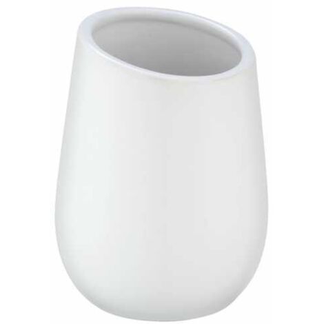 Wenko, bicchiere per spazzolino da denti e dentifricio, in ceramica, 8 x 11 x 8 cm, colore: bianco