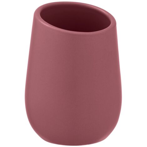 WENKO Bicchiere porta spazzolini Badi per spazzolini in ceramica di qualità e superficie opaca, bicchiere per spazzolino e dentifricio, ideale per bagno o WC di cortesia, Ø 8x11 cm, Rosa antico