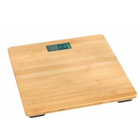 WENKO Bilancia Pesapersone Bambusa, Bilancia elettronica con schermo LCD, fino a 180 kg, Bambù, 30x2,7x30 cm, marrone