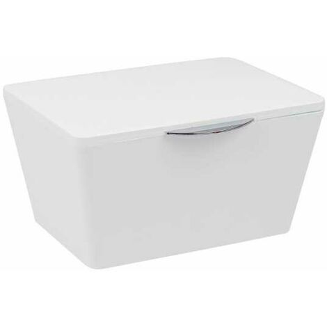 WENKO Boîte avec couvercle Brasil, Panier de rangement, panier de salle de bain avec couvercle, Plastique (PET), 19 x 10 x 15.5 cm, Blanc - Blanc