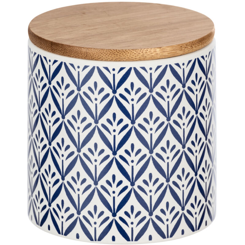 Wenko - Boite de rangement céramique hermétique avec couvercle bambou, Lorca, Capacité 0,45 l, Céramique - Bambou, ø 10x11 cm, multicolore