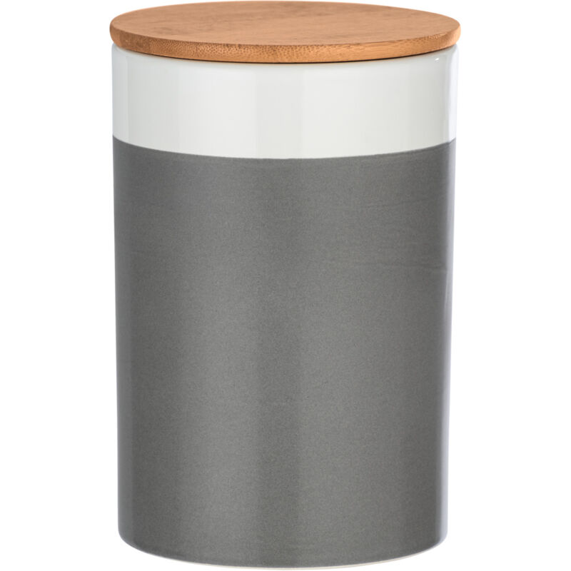 Wenko - Boite de rangement céramique hermétique avec couvercle bambou, Malta, Capacité 1,45 l, Céramique - Bambou, ø 12,5x18,5 cm, multicolore