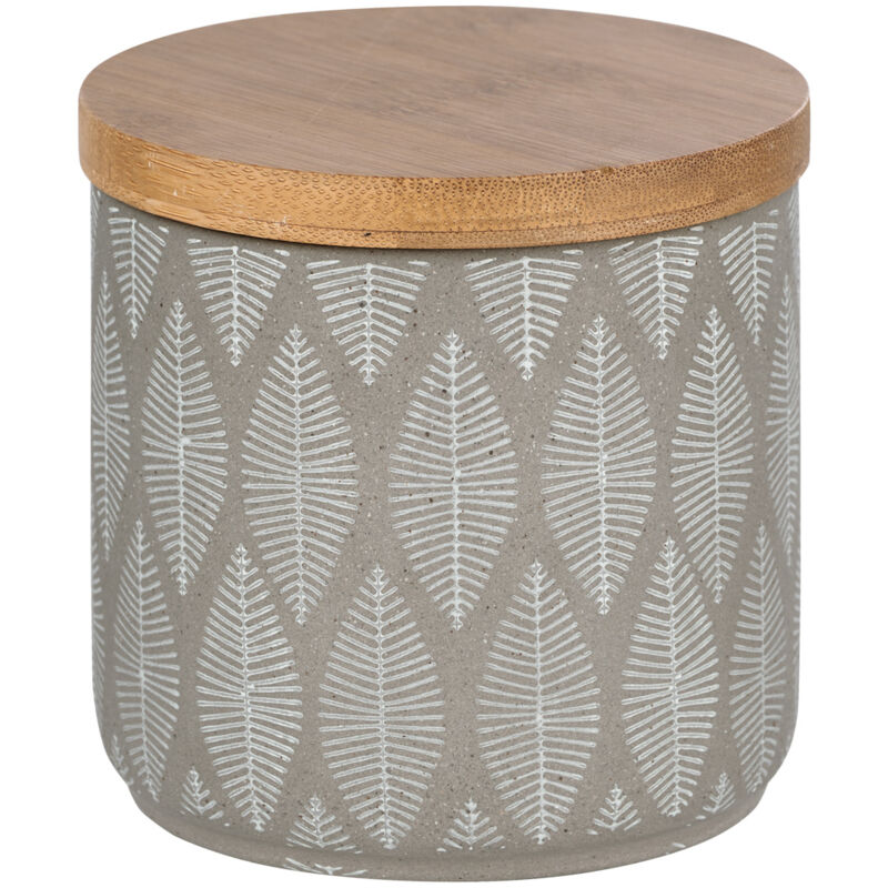 Wenko - Boite rangement Salle de Bain avec couvercle Tupian, Boite à Coton, céramique, ø 10x10,5 cm, gris
