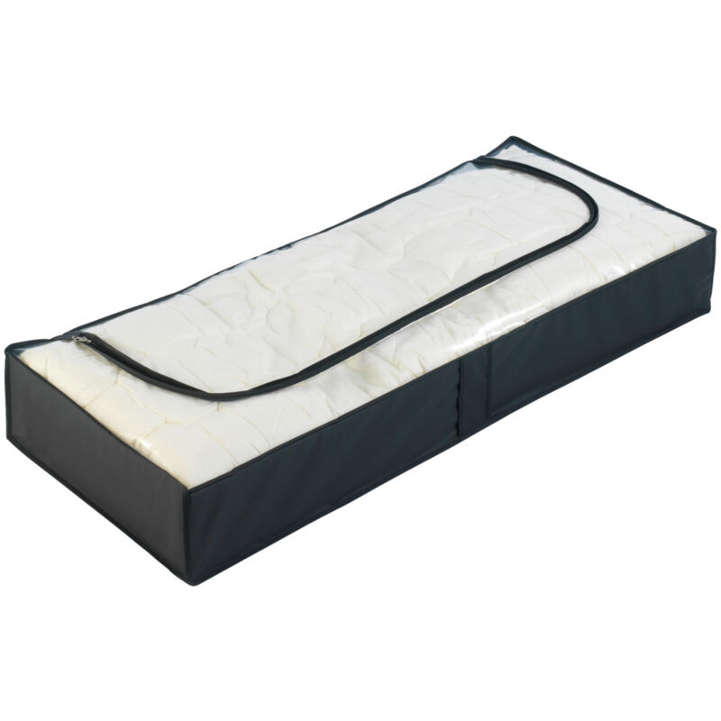 Boite rangement sous lit Deep Black, rangement sous lit, grande capacité de rangement pour vêtement et linge de lit, ouverture transparente et