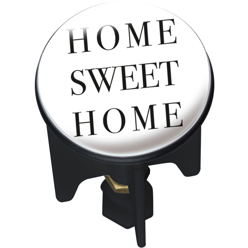 Bouchon d'évier Pluggy®, Bonde de lavabo, Home Sweet Home, Laiton, ø 3,9x6,5 cm, multicolore - Wenko