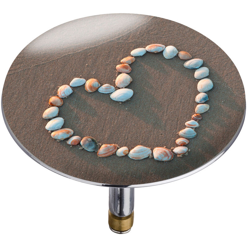 Bouchon d'évier Pluggy® xxl, Bonde de lavabo, Shell Heart, Laiton, ø 7,5 x 6 cm, Multicolore - Wenko