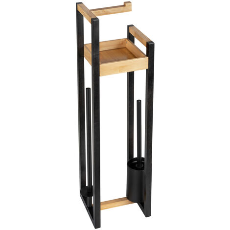 WENKO Braune Bambus Stand WC-Garnitur Braidi 26 x 75,5 x 20 cm