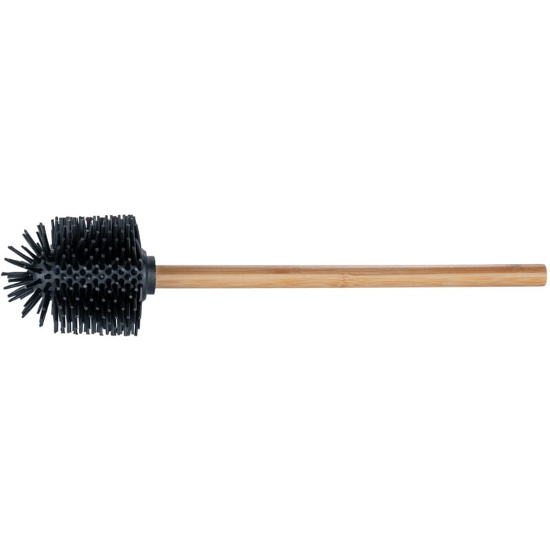 Brosse wc en silicone, brosse de rechange pour wc avec manche en bambou et tête interchangeable en silicone pour un nettoyage hygiénique des