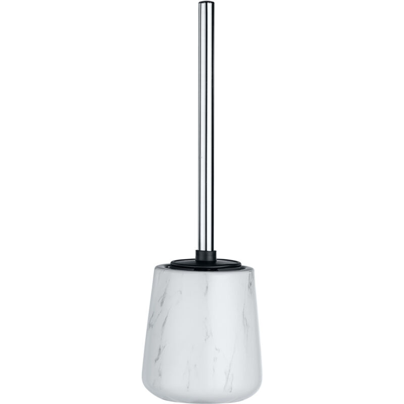 Brosse wc Adrada, Brosse wc silicone noire, marbre, ø 12 cmx39 cm, gris - blanc - Wenko