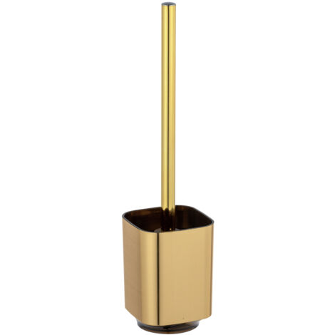 Wenko – Brosse WC AURON – Plastique haut de gamme – Tête interchangeable Ø 8 cm – Design compact doré pour salle de bain moderne