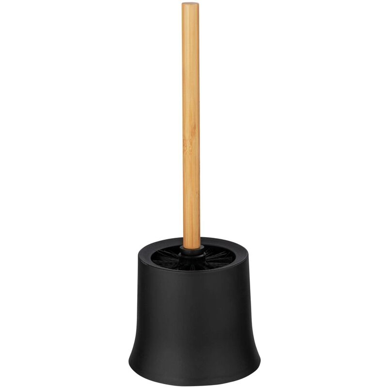 Wenko WC-Garnitur, schwarz/bambus Ø 14 x 38 cm