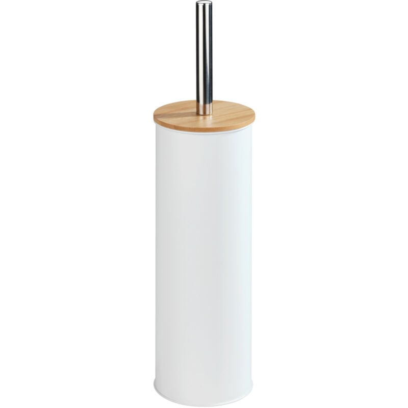 Brosse wc Bois Tortona, Brosse wc noire, Métal - Bambou, ø 9,5x38,5 cm, Blanc - Marron - Wenko