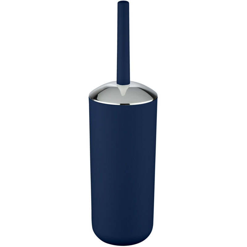 WENKO Porte brosse WC Brasil, avec surface mate en plastique incassable, brosse WC noire, Plastique, Ø 10x37 cm, Bleu