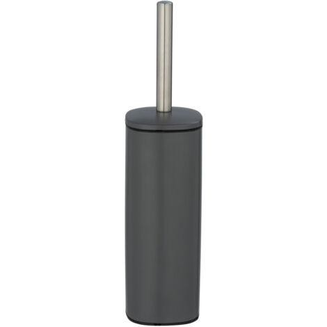 WENKO Brosse WC fermée Alassio, design fermé, brosse WC noire, Acier, 9,3x39,2x9,3 cm, gris mat