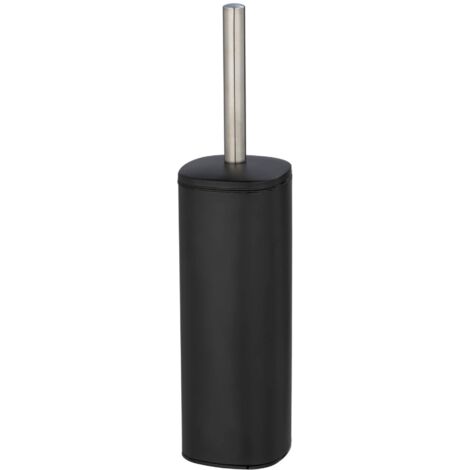 WENKO Brosse WC fermée Alassio, design fermé, brosse WC noire, Acier, 9,3x39,2x9,3 cm, Noir mat