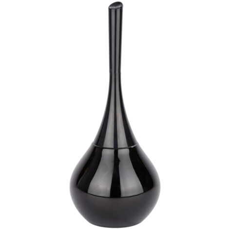 Wenko – Brosse WC fermée en céramique noire – Design flacon élégant – Tête remplaçable pour nettoyage efficace – Dimensions 16x40 cm