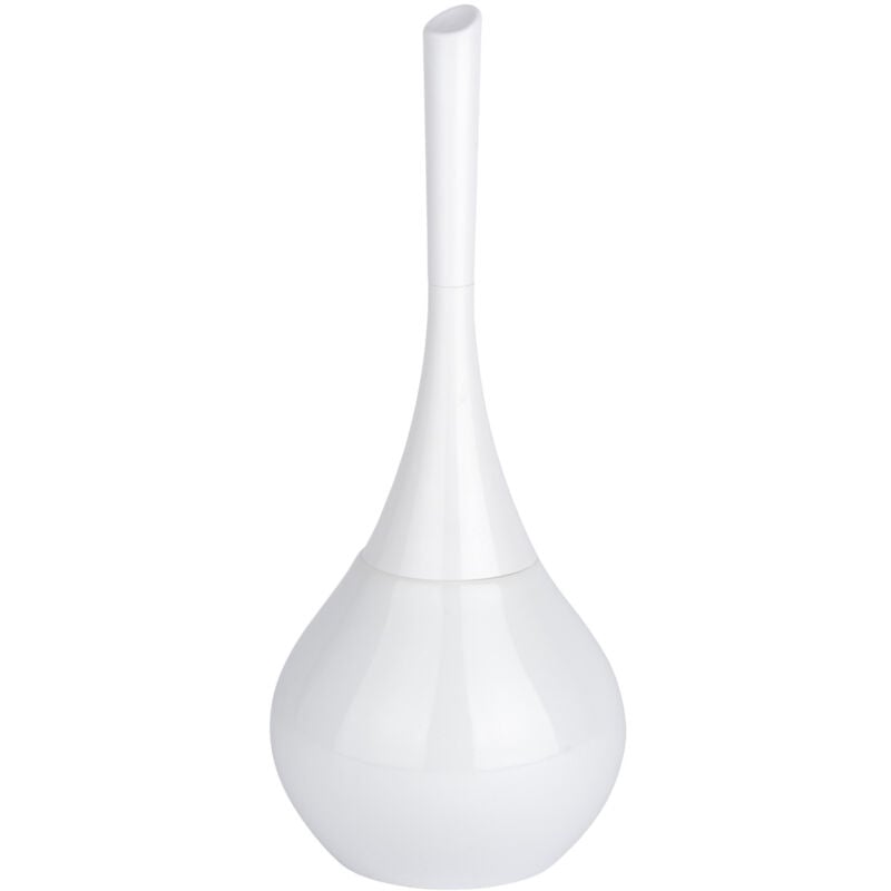 Wenko - Brosse wc Flakon Porte brosse fermé, Tête de brosse remplaçable à fibres résistantes et flexibles, Céramique et plastique, 17 x 42,5 cm, Blanc