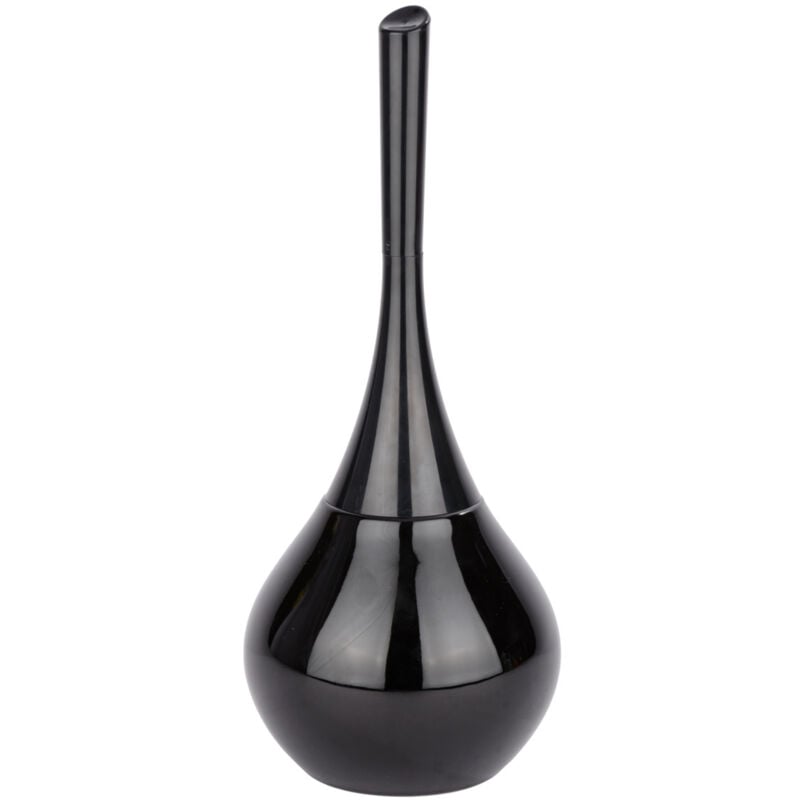 Wenko - Brosse wc Flakon Porte brosse fermé, Tête de brosse remplaçable à fibres résistantes et flexibles, Céramique et plastique, 17 x 42,5 cm, Noir