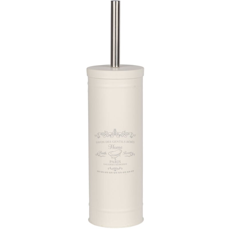 Brosse wc Home, Design fermé, brosse wc noire, Acier, ø 9x37,5 cm, Crème - Wenko