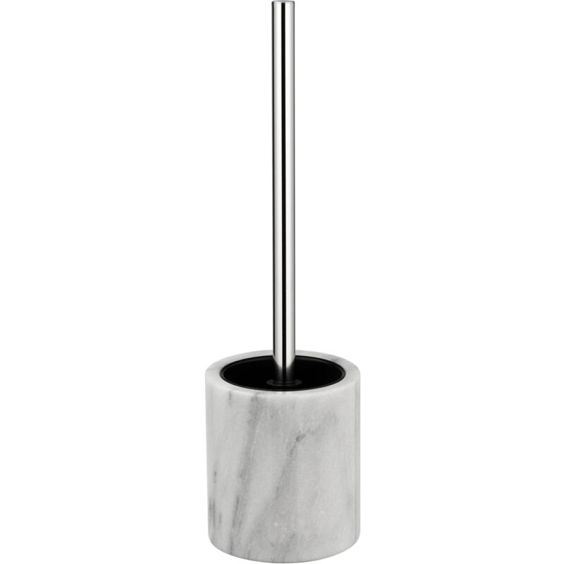 Brosse wc Onyx, brosse wc noire et manche chromé, Marbre, Ø10x41 cm, Gris - Wenko