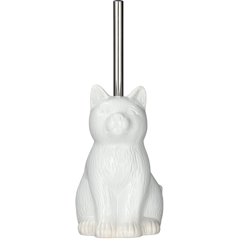 Brosse wc cat Wenko Brosse wc déco design chat, manche acier inox, tête de brosse silicone échangeable 7,5cm, silicone: propreté renforcée céramique,
