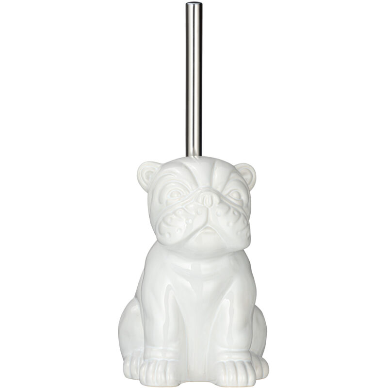 Wc Porte brossee Wenko Bulldog Céramique Blanc 12x19,5cm Brosse wc Design Accessoires Salle de Bain Céramique Balayette wc Silicone Hygiénique