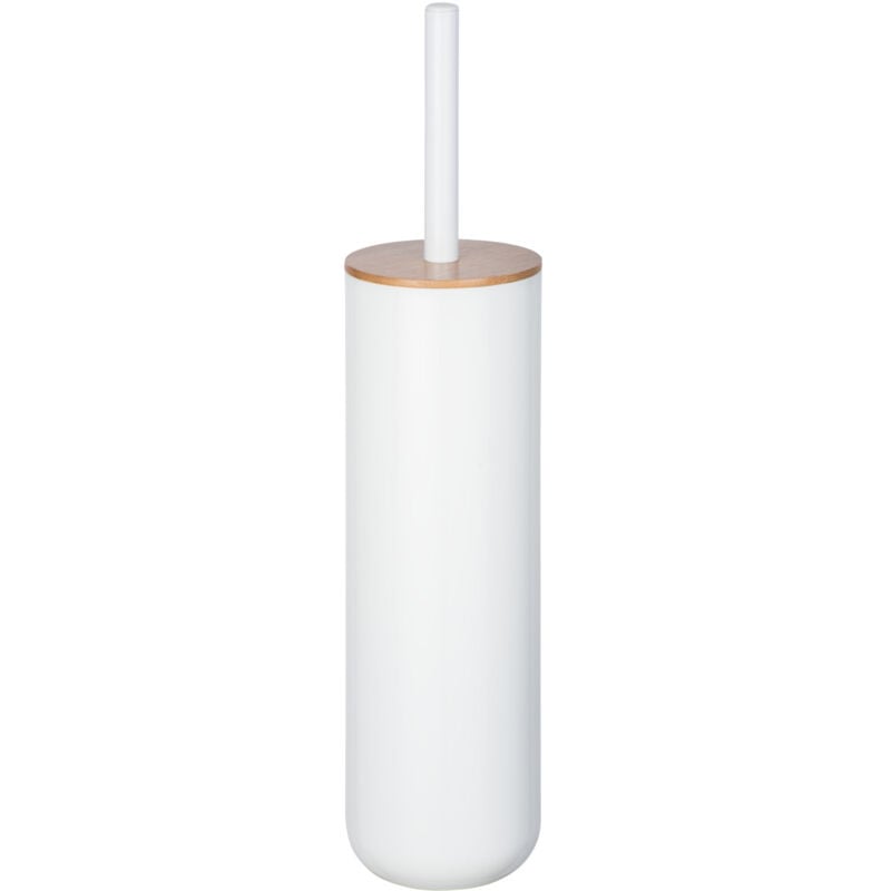 Wenko - Brosse wc Posa, Design fermé, Brosse wc noire, Plastique - Bambou, ø 7,5x37 cm, Blanc - Marron
