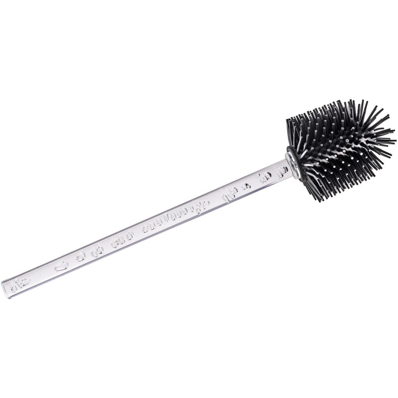 Wenko - Brosse wc silicone de rechange, Brosse wc noire avec manche transparent bubble, ø 7,5x35 cm, Noir - Transparent