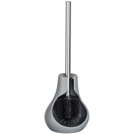 WENKO Brosse WC silicone Drop Neo, Brosse WC noire, céramique, 14x40x13,5 cm, gris