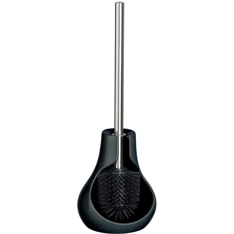 Wenko - Brosse wc silicone Drop Neo, Brosse wc noire, céramique, 14x40x13,5 cm, noir