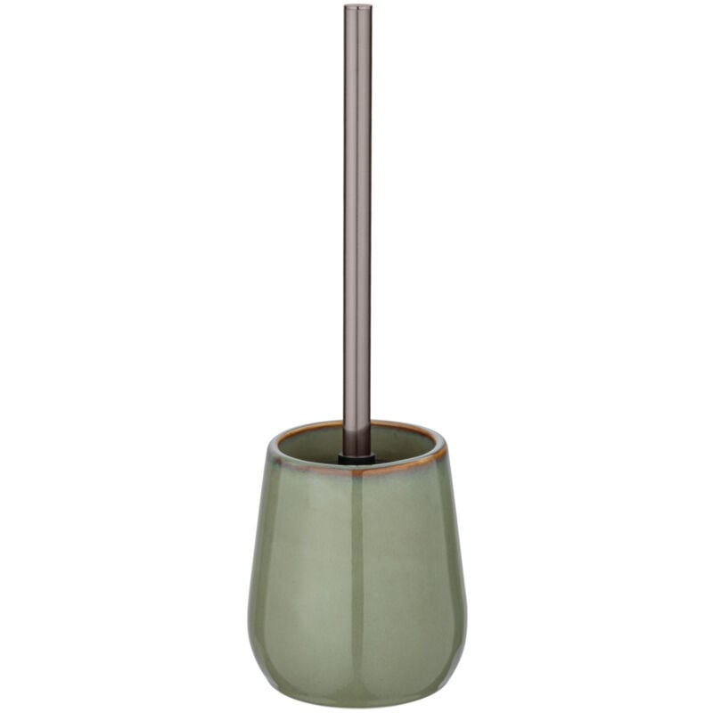 Porte brossee wc Wenko Sirmione céramique verte 10,5 x 40 cm avec porte brosse wc en cuivre et brosse wc avec tête interchangeable accessoires wc