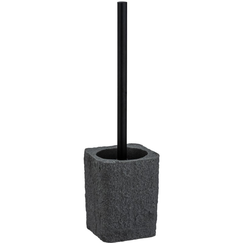 Brosse wc Villata, Brosse wc noire, Polyrésine, 11,2x37x10 cm, Anthracite - Wenko
