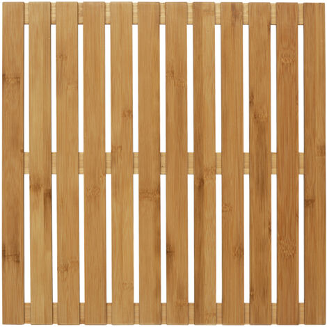 Wenko – Tapis de bain en bambou 50x50cm – Antidérapant pour salle de bain, piscine, sauna – Résistant à l'eau et facile à nettoyer