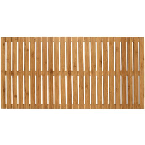 WENKO Caillebotis douche bois, tapis bambou salle de bain, usage intérieur et extérieur, Bambou, 100x50 cm, Marron