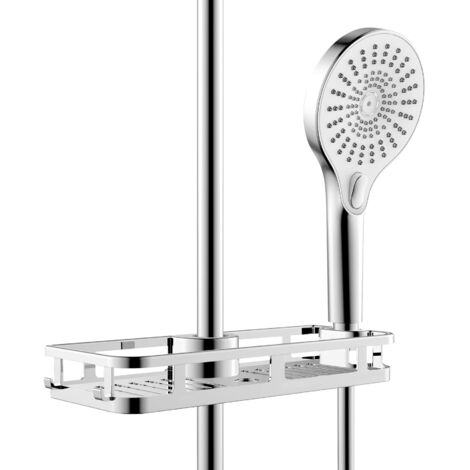 Wenko Carrello Doccia de Carrello Doccia Cromo, Mensola Doccia de con Ganci e Supporto de Plastica Per Soffione Doccia de, Può Essere Attaccato alla Barra Doccia Esistente de Senza Forare de