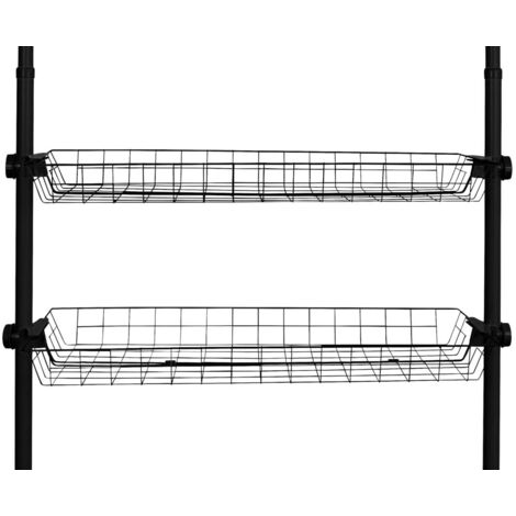 Wenko Cesta Herkules, set cesti portaoggetti 2 pezzi in ottica filo, in acciaio stabile, inclusi supporti in plastica per espansione del sistema telescopico Herkules, (L x A x P): 94 x 8 x 38, nera