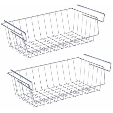 WENKO Cestino sospeso, Organizzatore da appendere per armadio da cucina, Set di 2, metallo, 45.5x27.5x12.5 cm, cromato