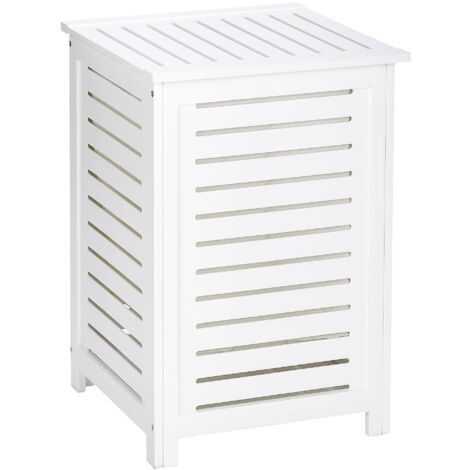 WENKO Cesto per la biancheria in legno Oslo, cesto per la biancheria in legno con sacco per la biancheria sporca rimovibile, capacità 56L, Legno, 45x65x45 cm, Marrone