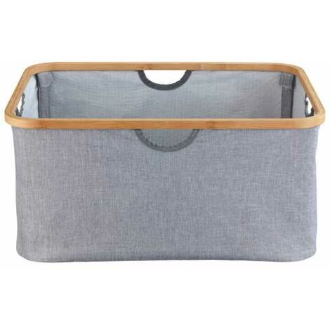 WENKO Cesto per la biancheria pieghevole Bahari, cesto di stoffa per il bagno, Capacità 50L, Poliestere - Bambù, 54x36x26 cm, Grigio - Marrone